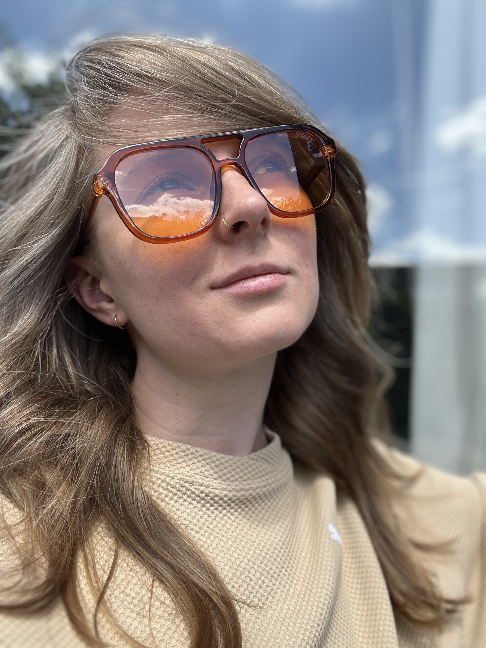 porters selfie chmury z głową w chmurach