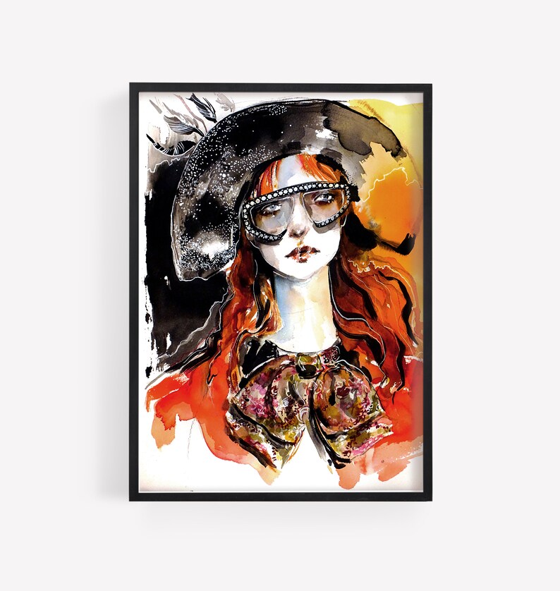 edyta sylvia ilustracja mody portret kobieca energia ekspresja kolorów akwarele zakładki do książek ręcznie malowane plakaty modowe