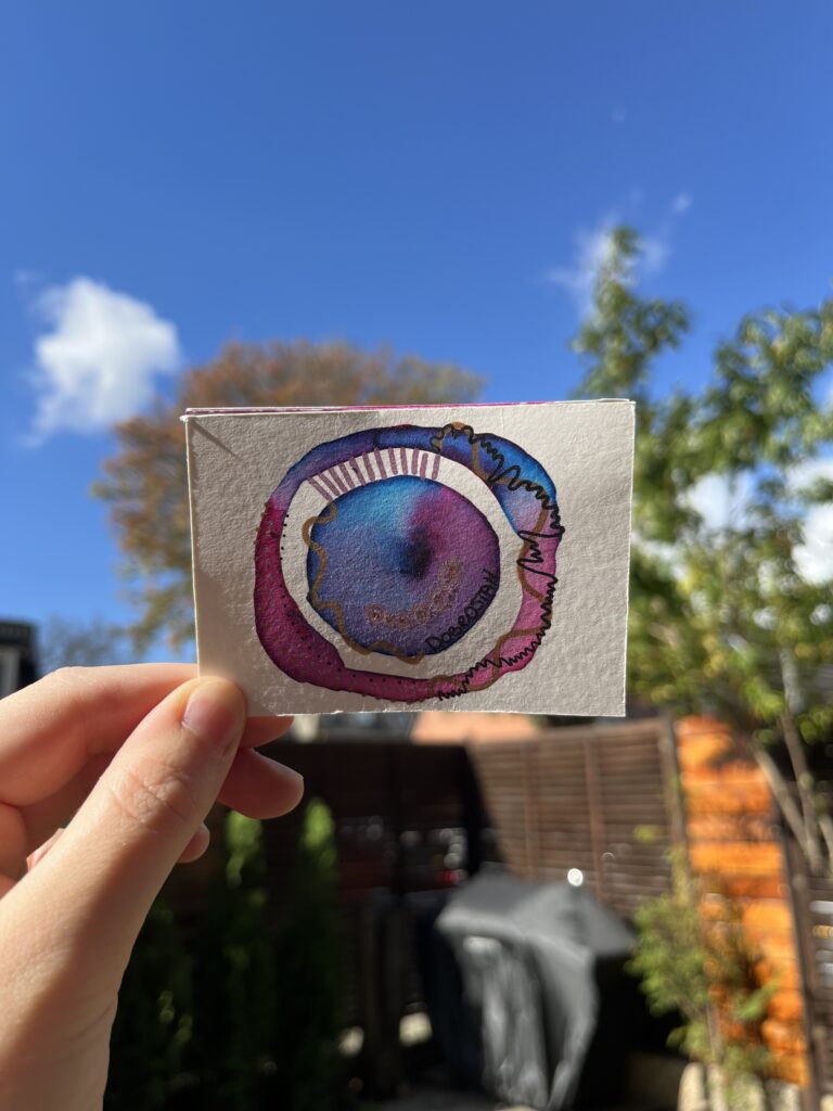 płynąca mandala karta atc handmade intencja afirmacja