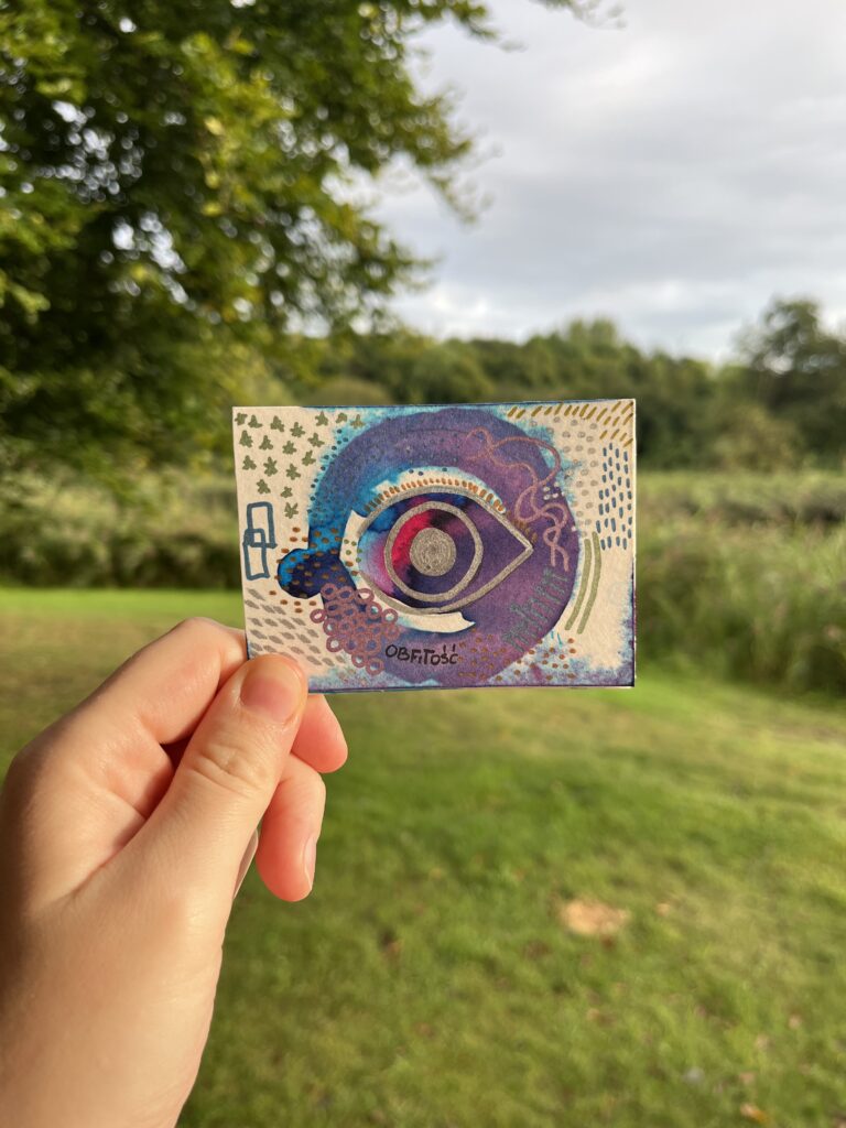 płynąca mandala karta atc handmade intencja afirmacja