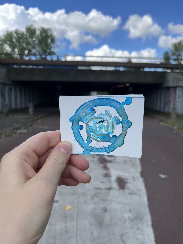 płynąca mandala karta atc handmade intencja afirmacja