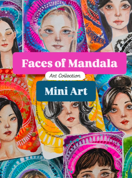 Maguda art sztuka mandala akwarele neuronki kosmos mix media akryl 300gsm abstrakcja dzikuski dziewczynki obraz pocztówka